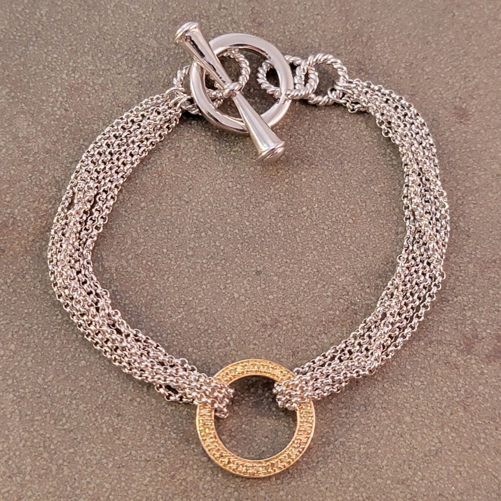 New Silver Goldcircle Ring Chain Multi Strand Cha… - image 2